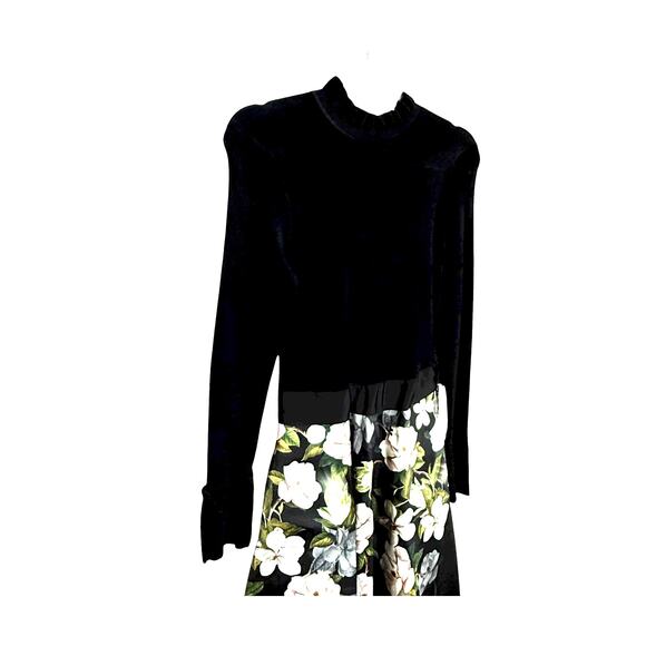 Ted Baker Nerida Floral Print Fit and Flare Contrats Dress Size S Long Sleeves - Picture 7 of 15